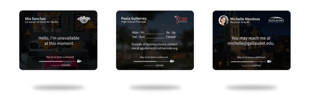 Example videomail messages