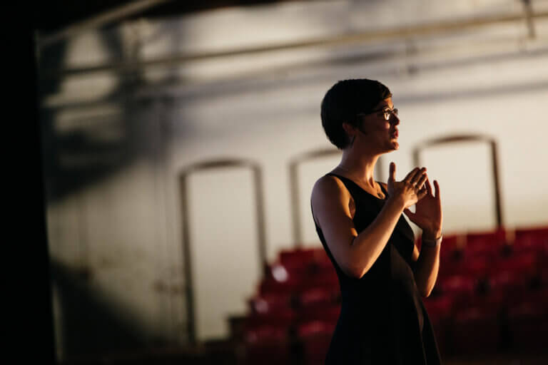 A picture of a person presenting